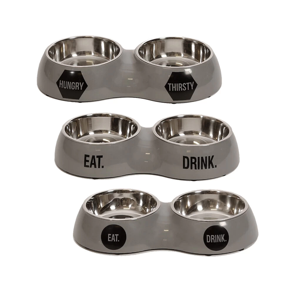 51 Degrees North Double Voerbak Stone Grey - Afbeelding 4